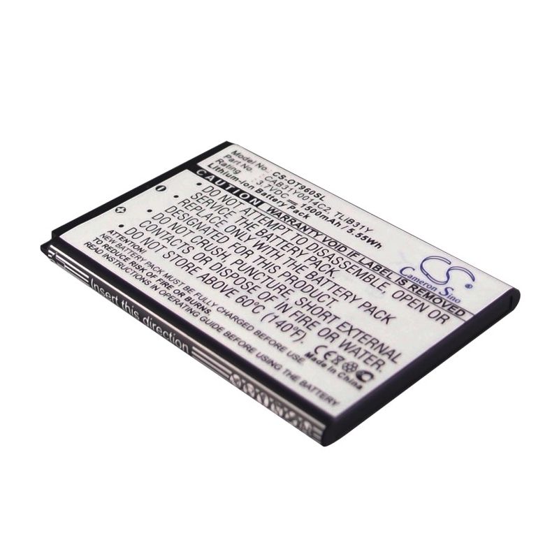 Li-ion Battery fits Alcatel, authority, one touch 955, one touch 960 3.7V, 1500mAh Mobile & SmartPhone Cameron Sino Technology Limited