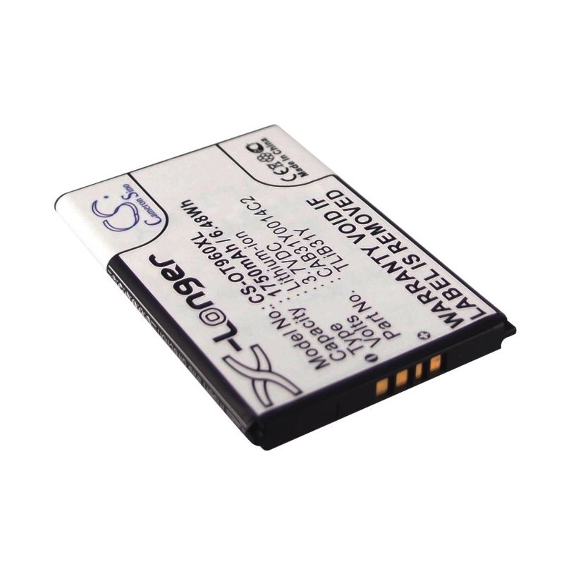 Li-ion Battery fits Alcatel, authority, one touch 955, one touch 960 3.7V, 1750mAh Mobile & SmartPhone Cameron Sino Technology Limited