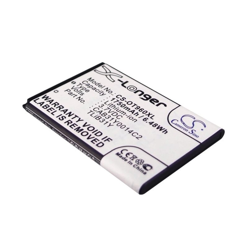 Li-ion Battery fits Alcatel, authority, one touch 955, one touch 960 3.7V, 1750mAh Mobile & SmartPhone Cameron Sino Technology Limited