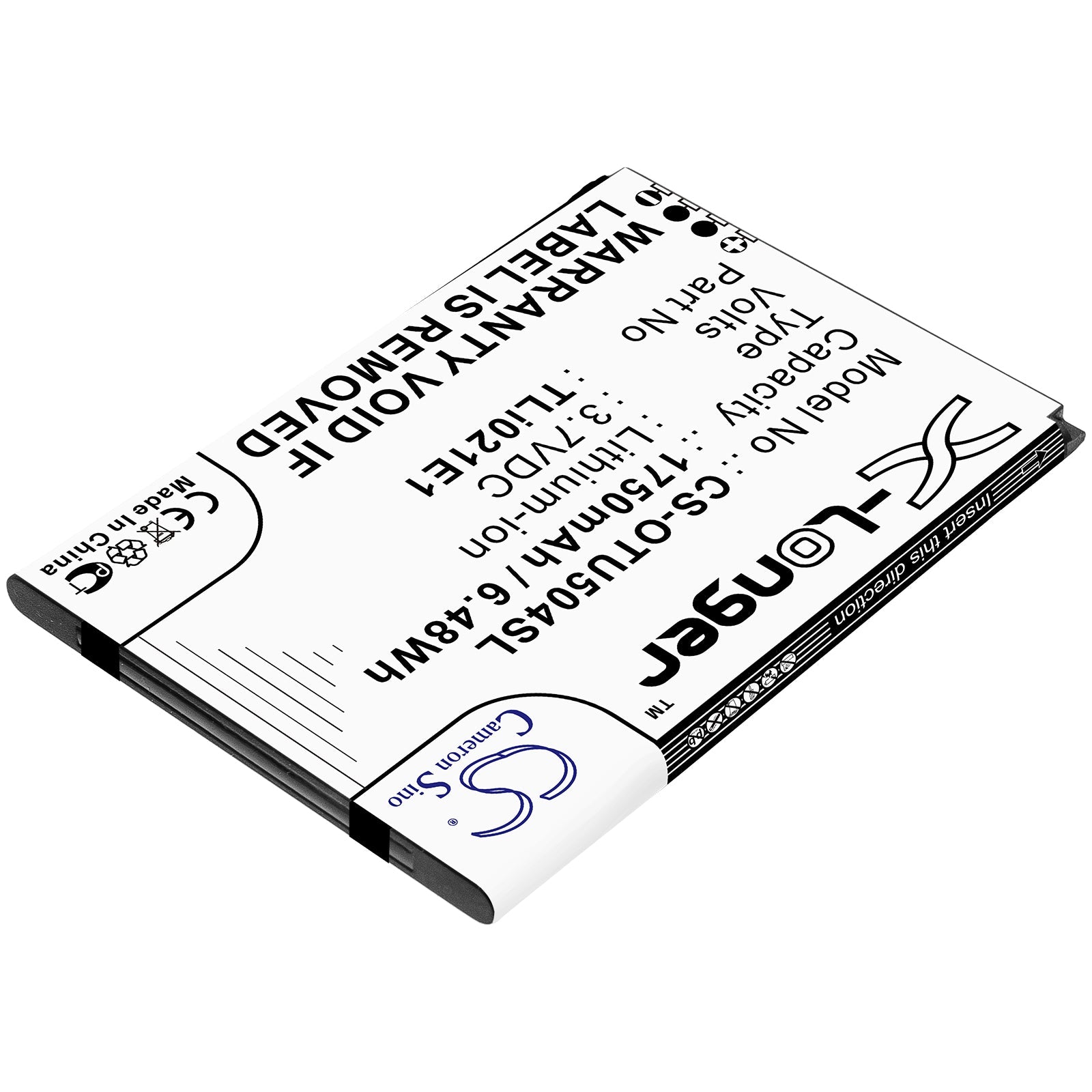 Li-ion Battery fits Alcatel, Cab2150008c1, Tli021e1 3.7V, 1750mAh Mobile & SmartPhone Cameron Sino Technology Limited
