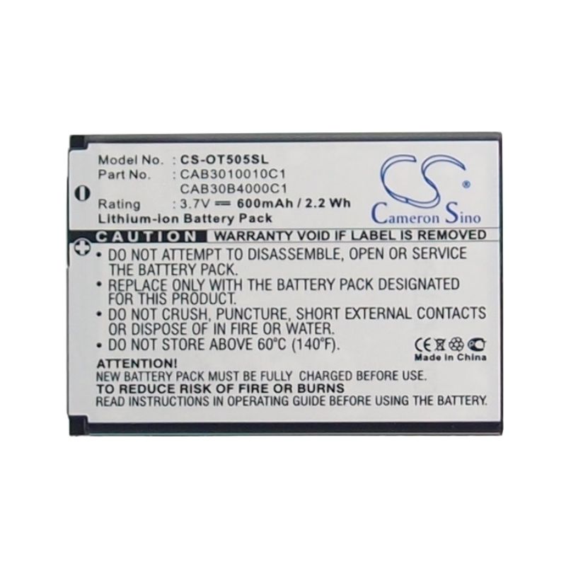 Li-ion Battery fits Alcatel, gyari, one touch 108, one touch 109 3.7V, 600mAh Mobile & SmartPhone Cameron Sino Technology Limited