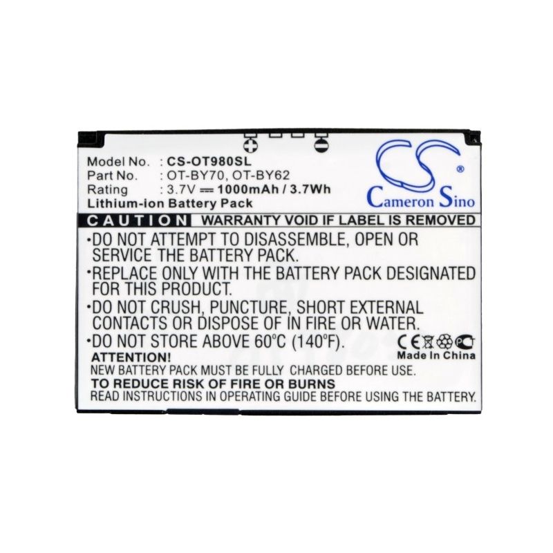 Li-ion Battery fits Alcatel, one touch 813d, one touch 720, one touch 803 3.7V, 1000mAh Mobile & SmartPhone Cameron Sino Technology Limited