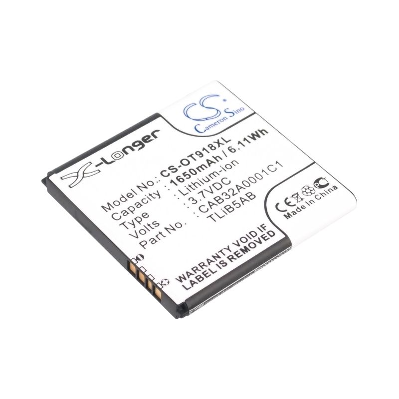 Li-ion Battery fits Alcatel, one touch 918 mix, ot-918 mix, tcl 3.7V, 1650mAh Mobile & SmartPhone Cameron Sino Technology Limited