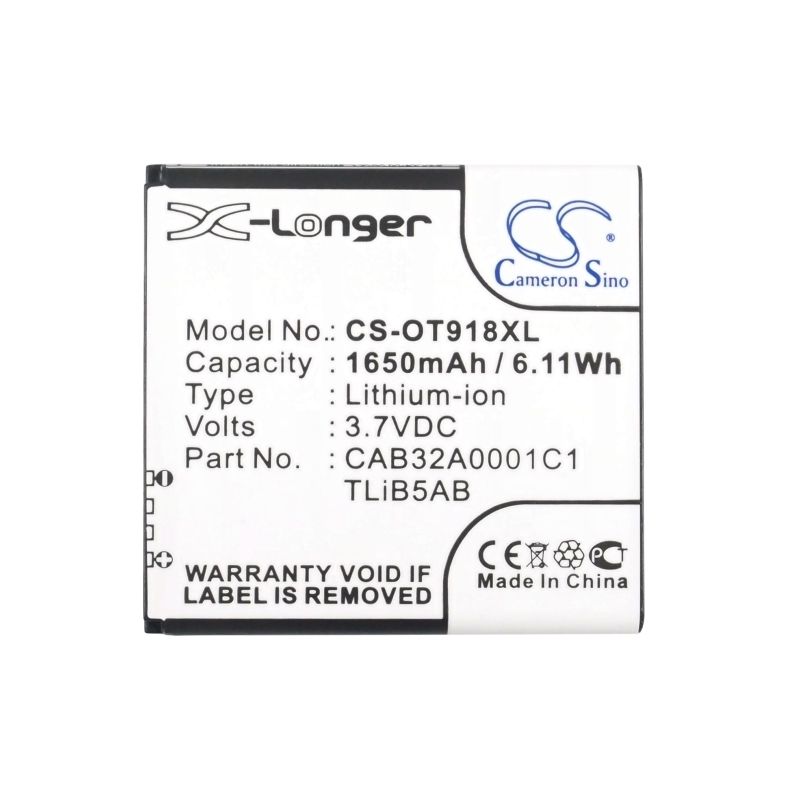 Li-ion Battery fits Alcatel, one touch 918 mix, ot-918 mix, tcl 3.7V, 1650mAh Mobile & SmartPhone Cameron Sino Technology Limited