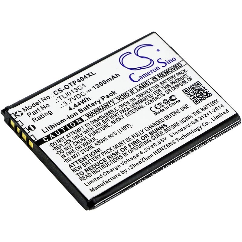 Li-ion Battery fits Alcatel, one touch go flip, ot-4043s, ot-4044t 3.7V, 1200mAh Mobile, SmartPhone Cameron Sino Technology Limited