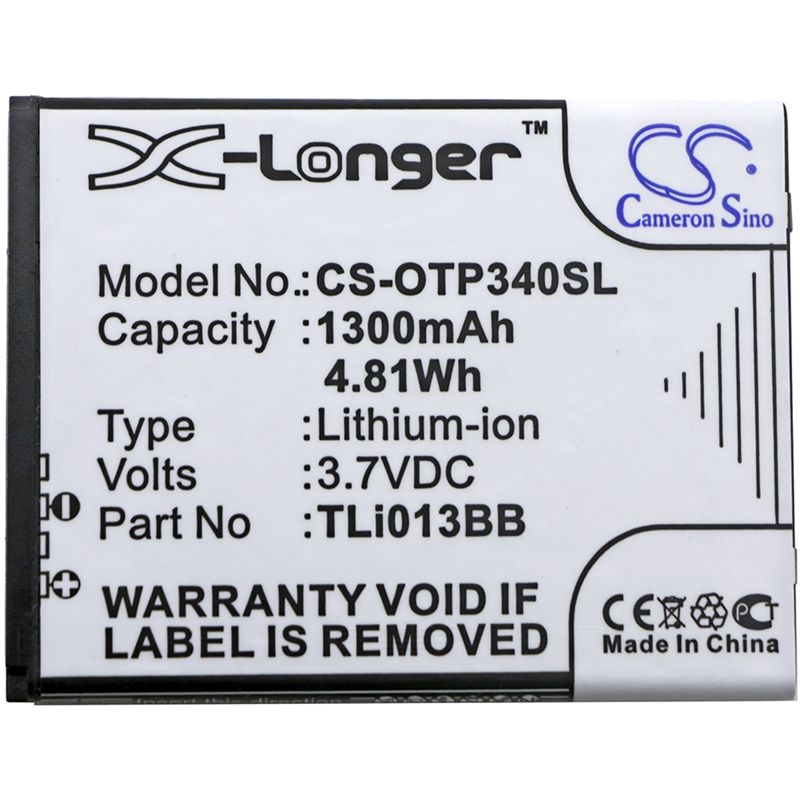 Li-ion Battery fits Alcatel, one touch pixi 3 4.0, one touch pixi 3 4.0 3g, ot-4013 3.7V, 1300mAh Mobile & SmartPhone Cameron Sino Technology Limited