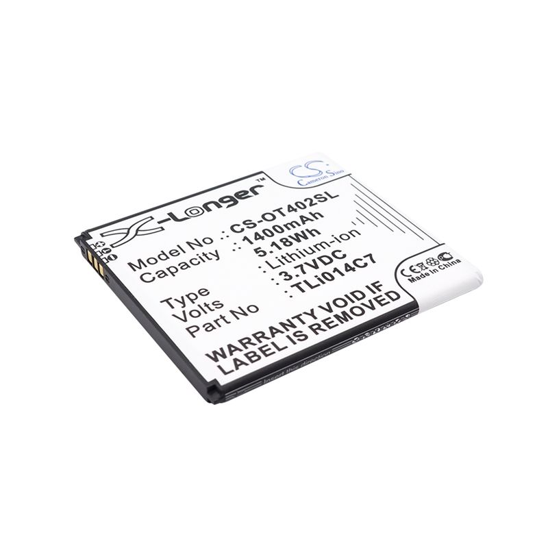 Li-ion Battery fits Alcatel, one touch pixi first, ot-4024, ot-4024d 3.7V, 1400mAh Mobile & SmartPhone Cameron Sino Technology Limited