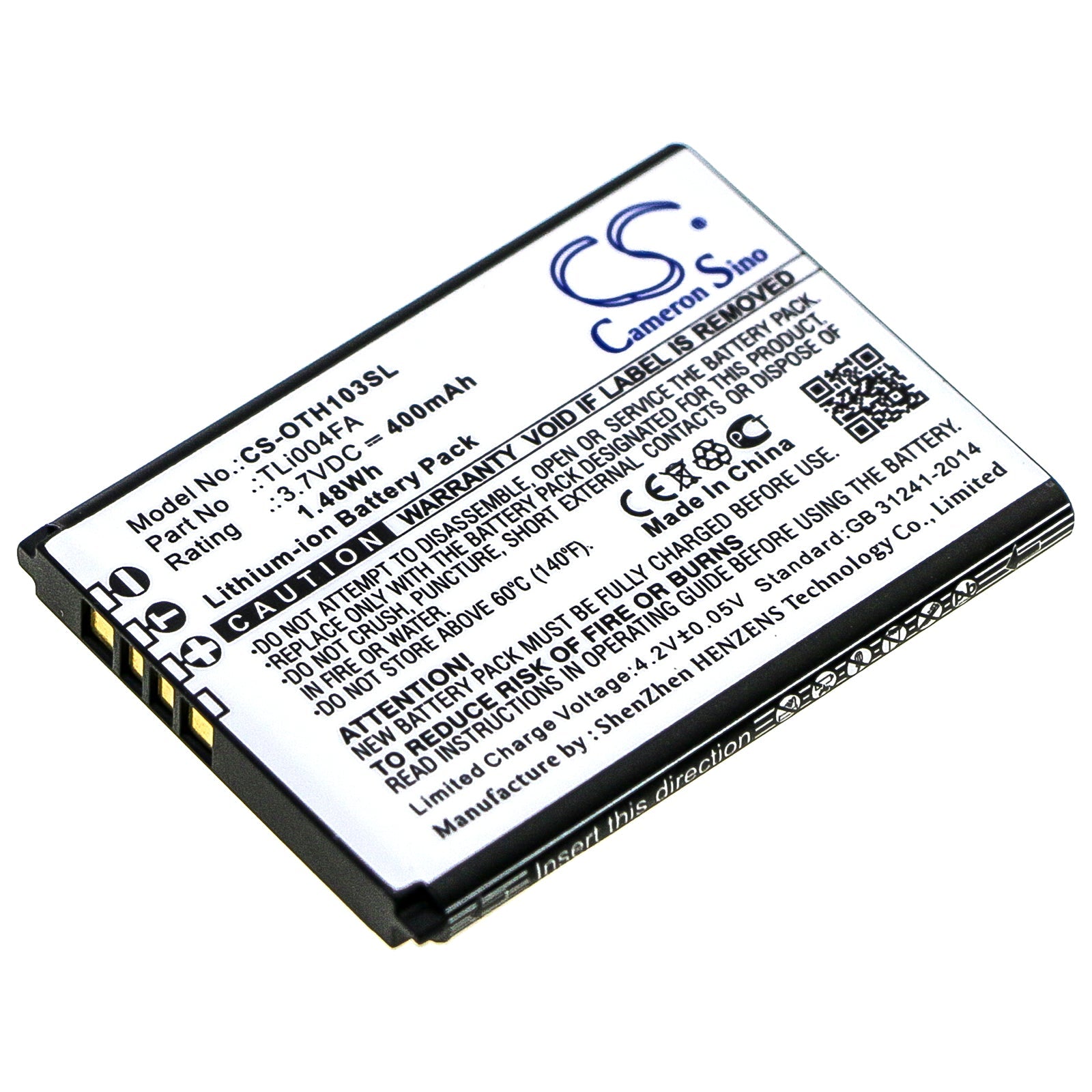 Li-ion Battery fits Alcatel, Onetouch 1013x, Onetouch 1035d 3.7V, 400mAh Mobile & SmartPhone Cameron Sino Technology Limited