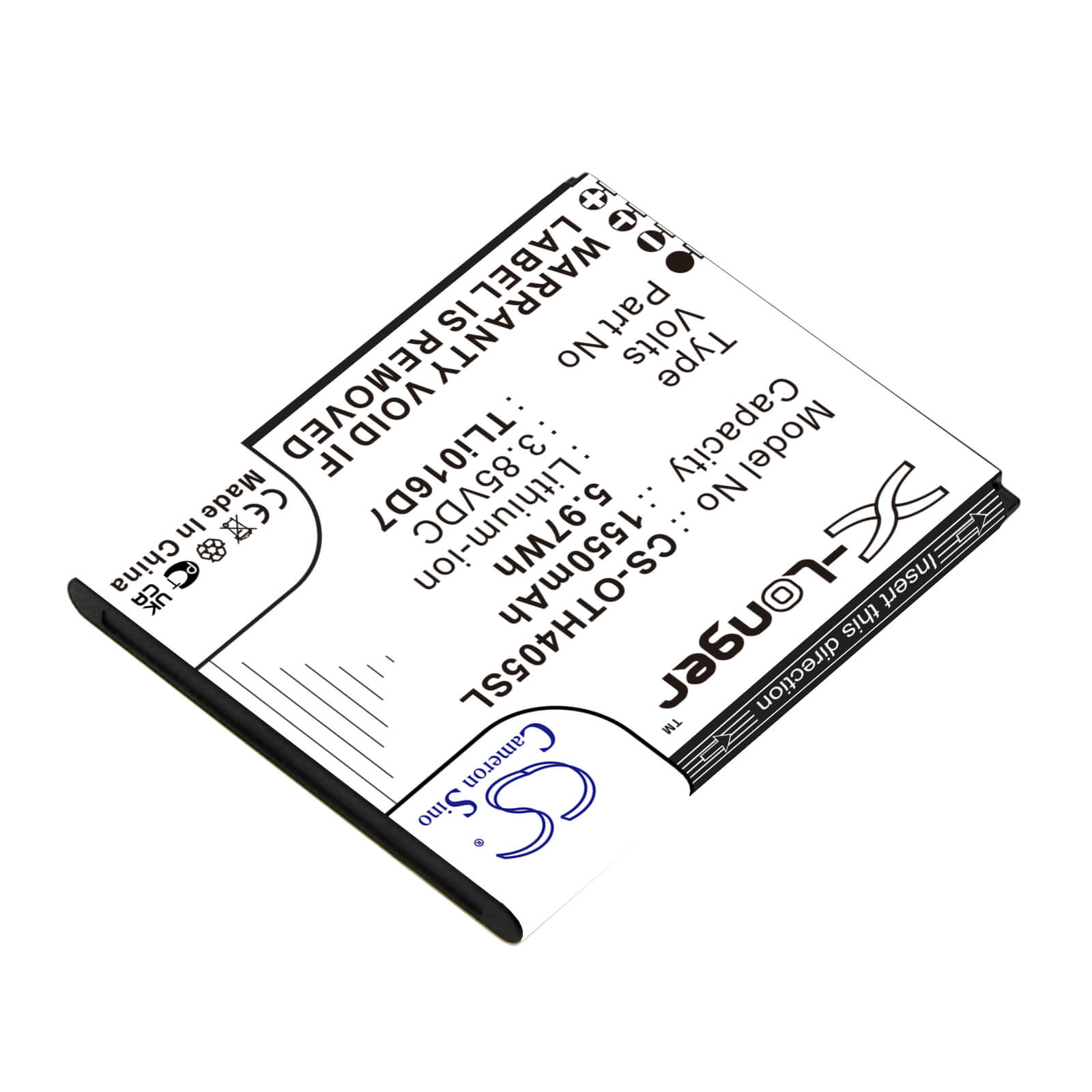 Li-ion Battery fits Alcatel, Ot-4055j, Ot-4055u 3.85V, 1550mAh / 5.97Wh Mobile & SmartPhone Cameron Sino Technology Limited