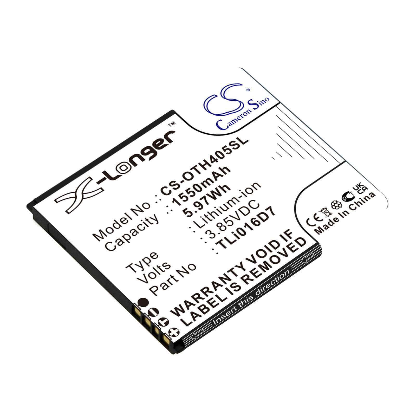 Li-ion Battery fits Alcatel, Ot-4055j, Ot-4055u 3.85V, 1550mAh / 5.97Wh Mobile & SmartPhone Cameron Sino Technology Limited