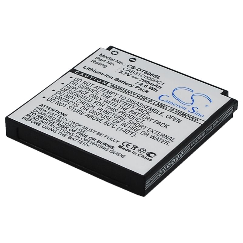 Li-ion Battery fits Alcatel, ot-606, ot-606 sparq, ot-606a 3.7V, 700mAh Mobile & SmartPhone Cameron Sino Technology Limited