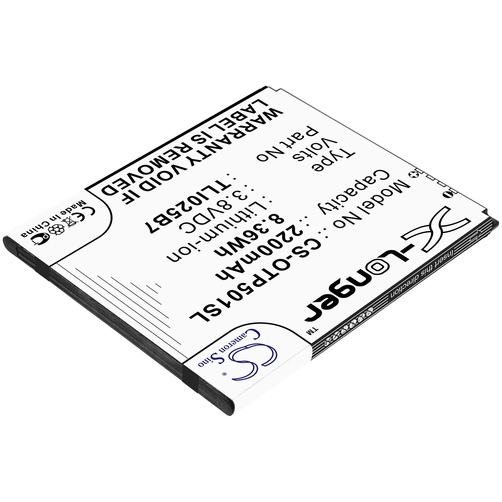 Li-ion Battery fits Alcatel, Tli025b7 3.8V, 2200mAh Mobile & SmartPhone Cameron Sino Technology Limited