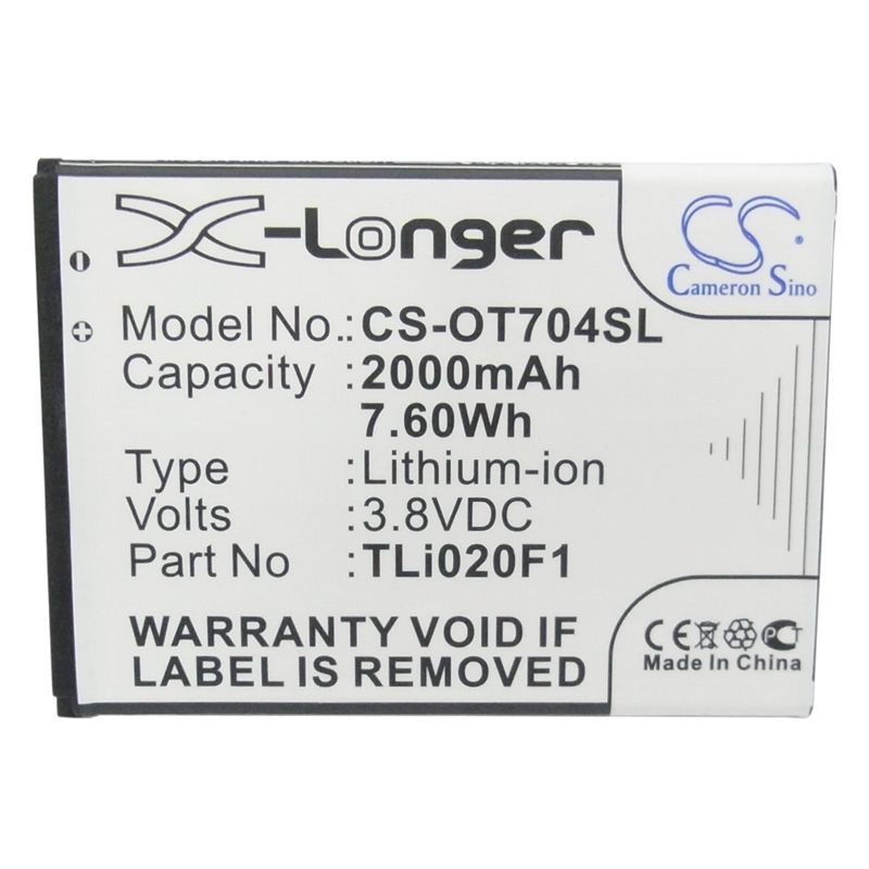 Li-ion Battery Fits Alcatel,5044, 5044d, 5044r 3.8v, 2000mah Mobile & SmartPhone Cameron Sino Technology Limited