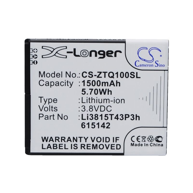 Li-ion Battery fits Amazing, a4c, zte, blade q mini 3.8V, 1500mAh Mobile & SmartPhone Cameron Sino Technology Limited