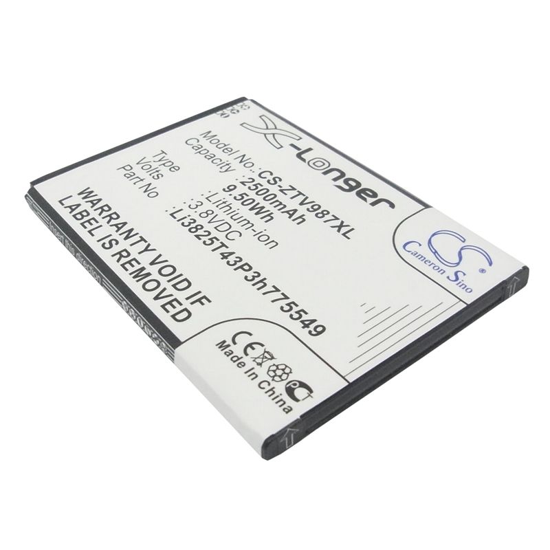 Li-ion Battery fits Amazing, a6, zte, grand x quad 3.8V, 2500mAh Mobile & SmartPhone Cameron Sino Technology Limited