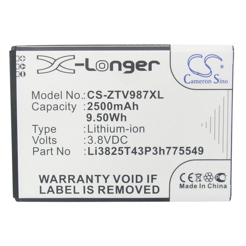 Li-ion Battery fits Amazing, a6, zte, grand x quad 3.8V, 2500mAh Mobile & SmartPhone Cameron Sino Technology Limited