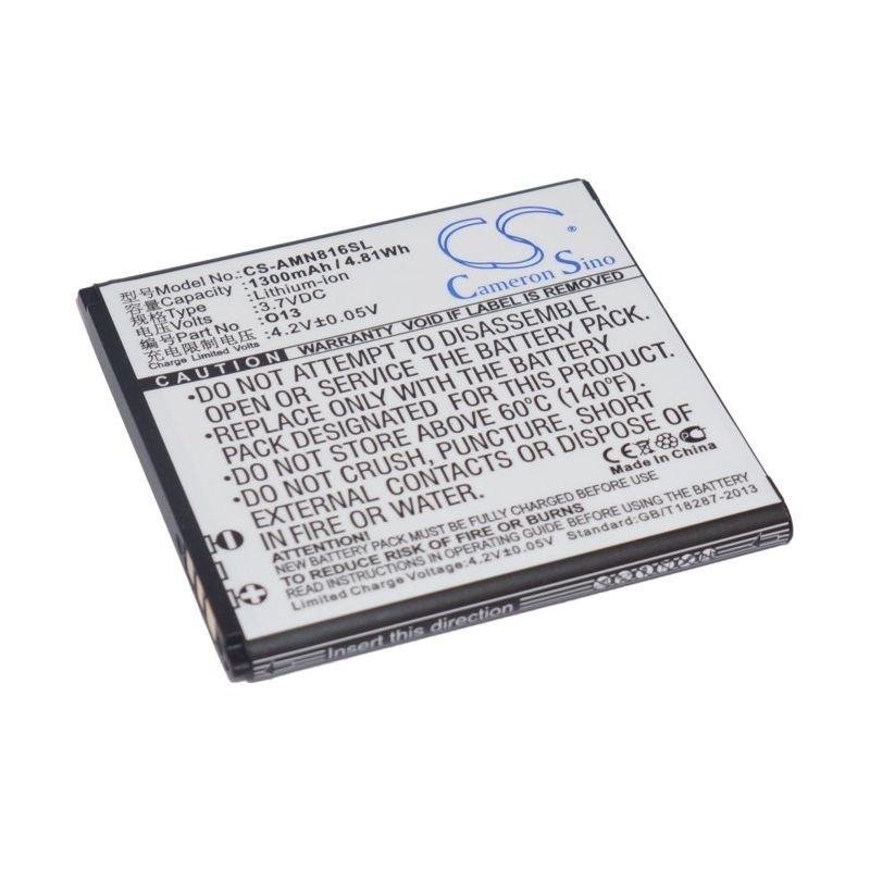 Li-ion Battery fits Amoi, n806, n807, n816 3.7V, 1300mAh Mobile & SmartPhone Cameron Sino Technology Limited