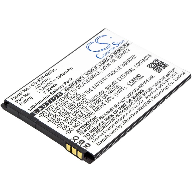 Li-ion Battery fits Archos, 40 power 3.8V, 1900mAh Mobile & SmartPhone Cameron Sino Technology Limited