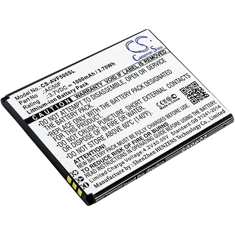 Li-ion Battery fits Archos, 50f neon 3.7V, 1000mAh Mobile & SmartPhone Cameron Sino Technology Limited