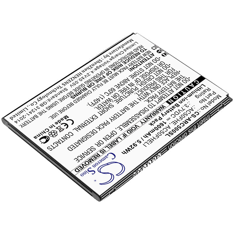 Li-ion Battery fits Archos, Ac50fhe, Ac50fheli 3.7V, 1600mAh Mobile & SmartPhone Cameron Sino Technology Limited