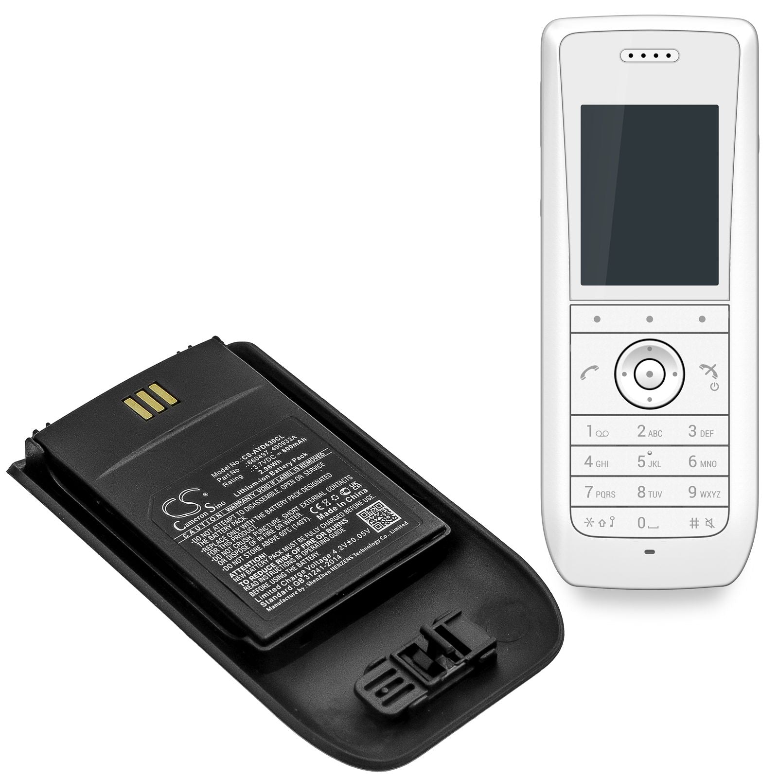 Li-ion Battery fits Ascom, D63, Dect 3735, Dh7 3.7V, 800mAh Cordless Phone Cameron Sino Technology Limited