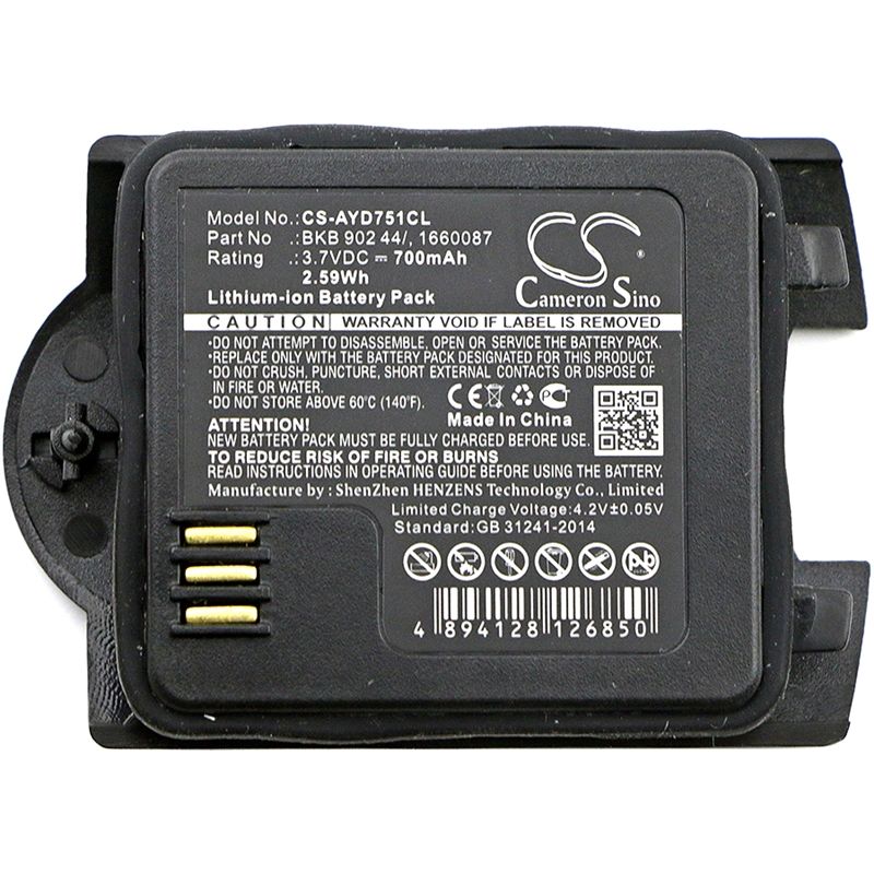 Li-ion Battery fits Ascom, Grade 3, Messenger 9d24 Mkii, Raid2 3.7V, 700mAh Cordless Phone Cameron Sino Technology Limited