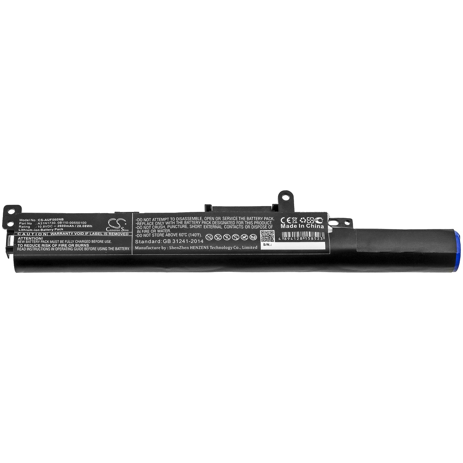 Li-ion Battery fits Asus, 0b110-00550100, A31n1730 10.8V, 2600mAh Notebook & Laptop Cameron Sino Technology Limited