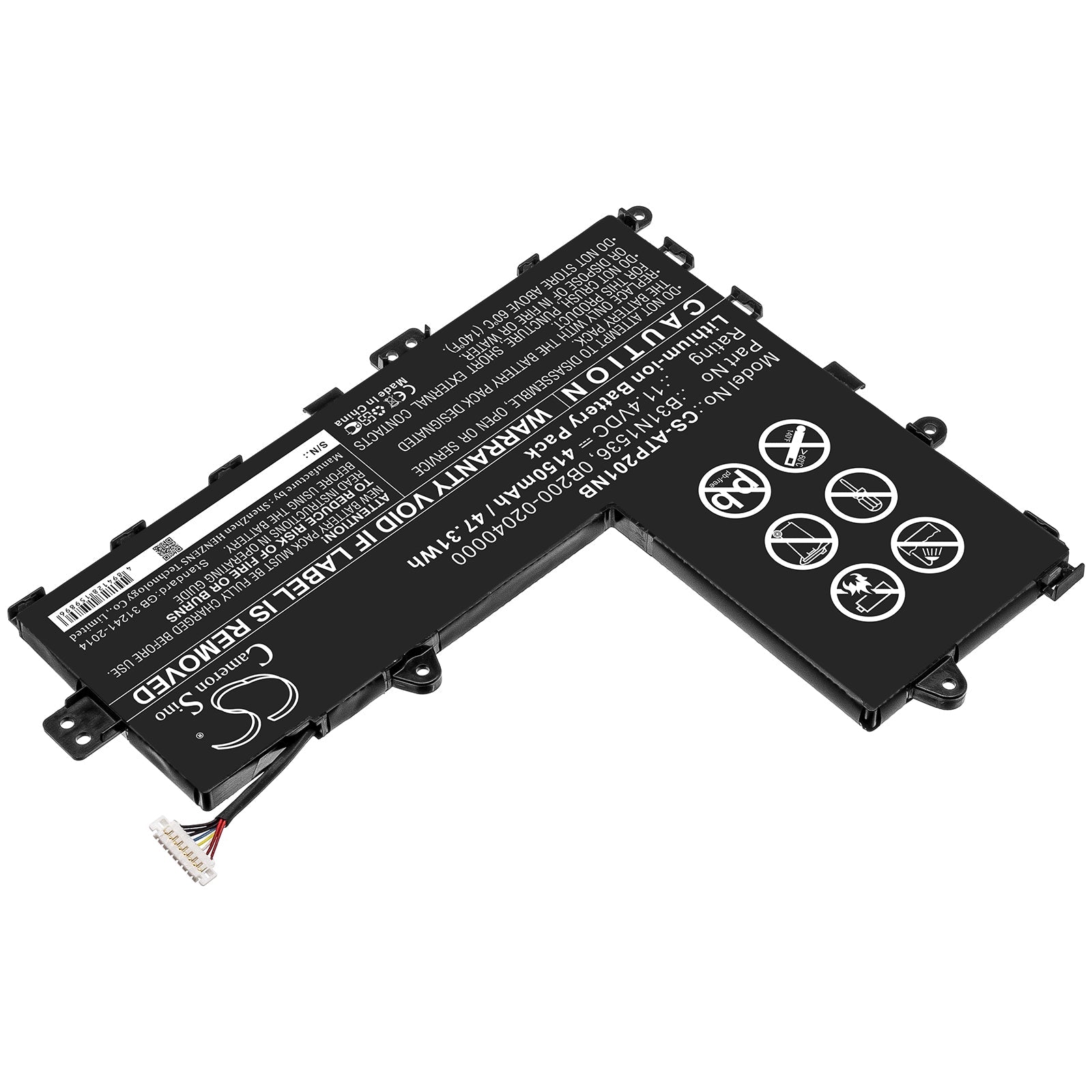 Li-ion Battery fits Asus, 0b200-02040000, B31n1536 11.4V, 4150mAh Notebook & Laptop Cameron Sino Technology Limited