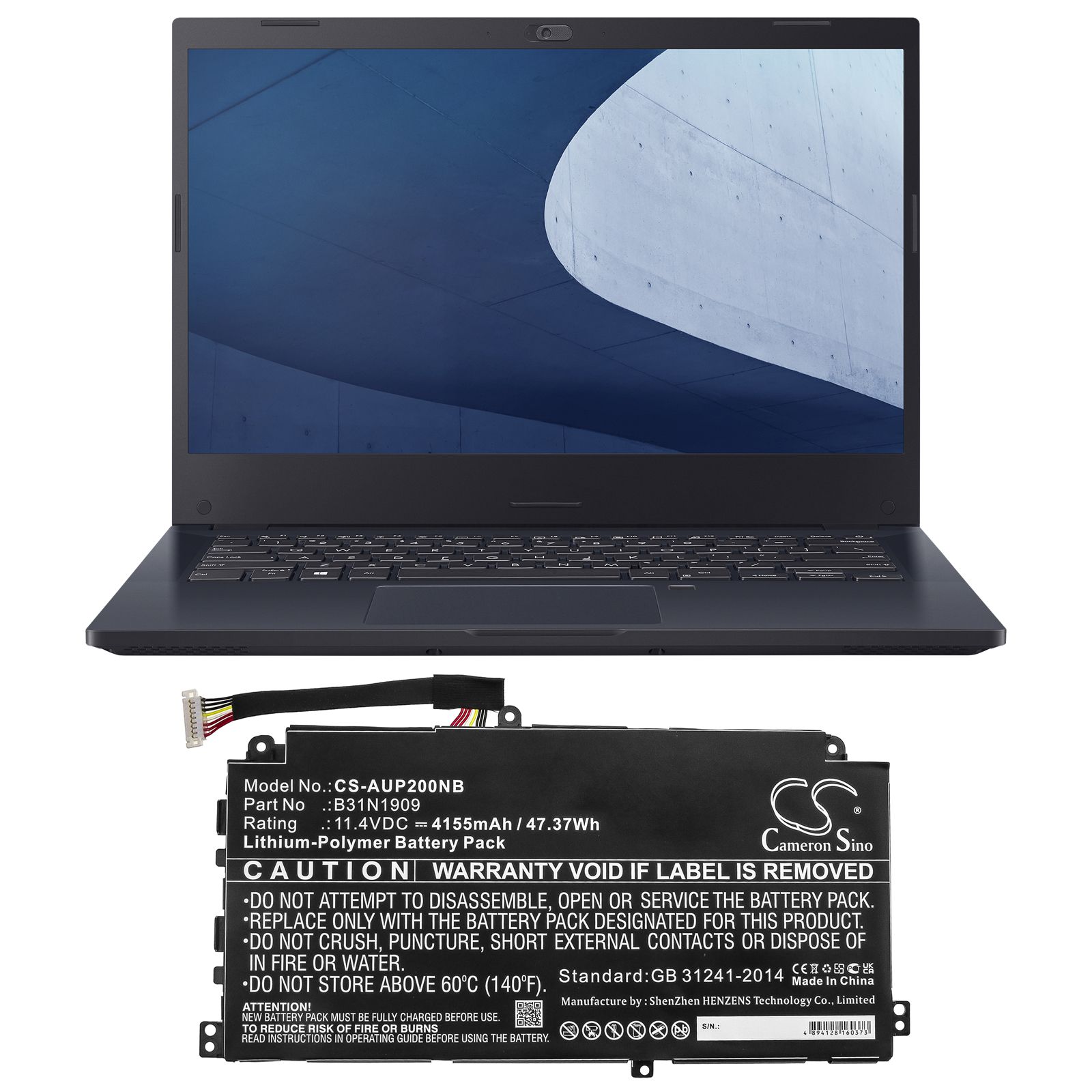 Li-ion Battery fits Asus, 0b200-03670000, B31n1909 11.4V, 4155mAh Notebook & Laptop Cameron Sino Technology Limited