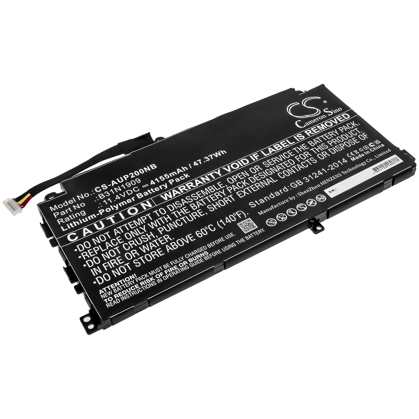 Li-ion Battery fits Asus, 0b200-03670000, B31n1909 11.4V, 4155mAh Notebook & Laptop Cameron Sino Technology Limited