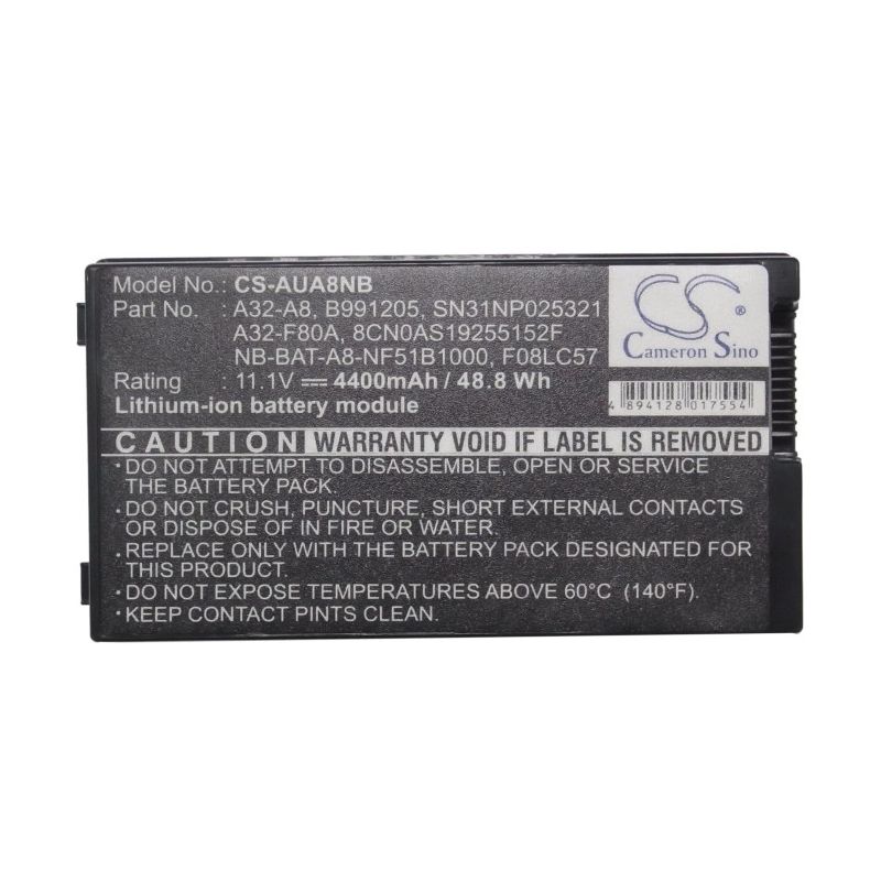 Li-ion Battery fits Asus, A8, A8000, A8000f 11.1V, 4400mAh Notebook & Laptop Cameron Sino Technology Limited