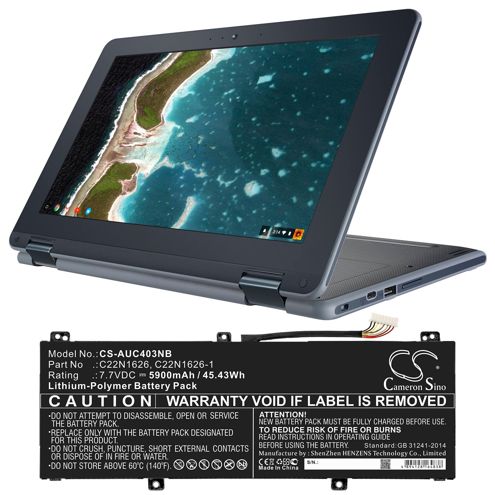 Li-ion Battery fits Asus, C213na, C403na 7.7V, 5900mAh Notebook & Laptop Cameron Sino Technology Limited