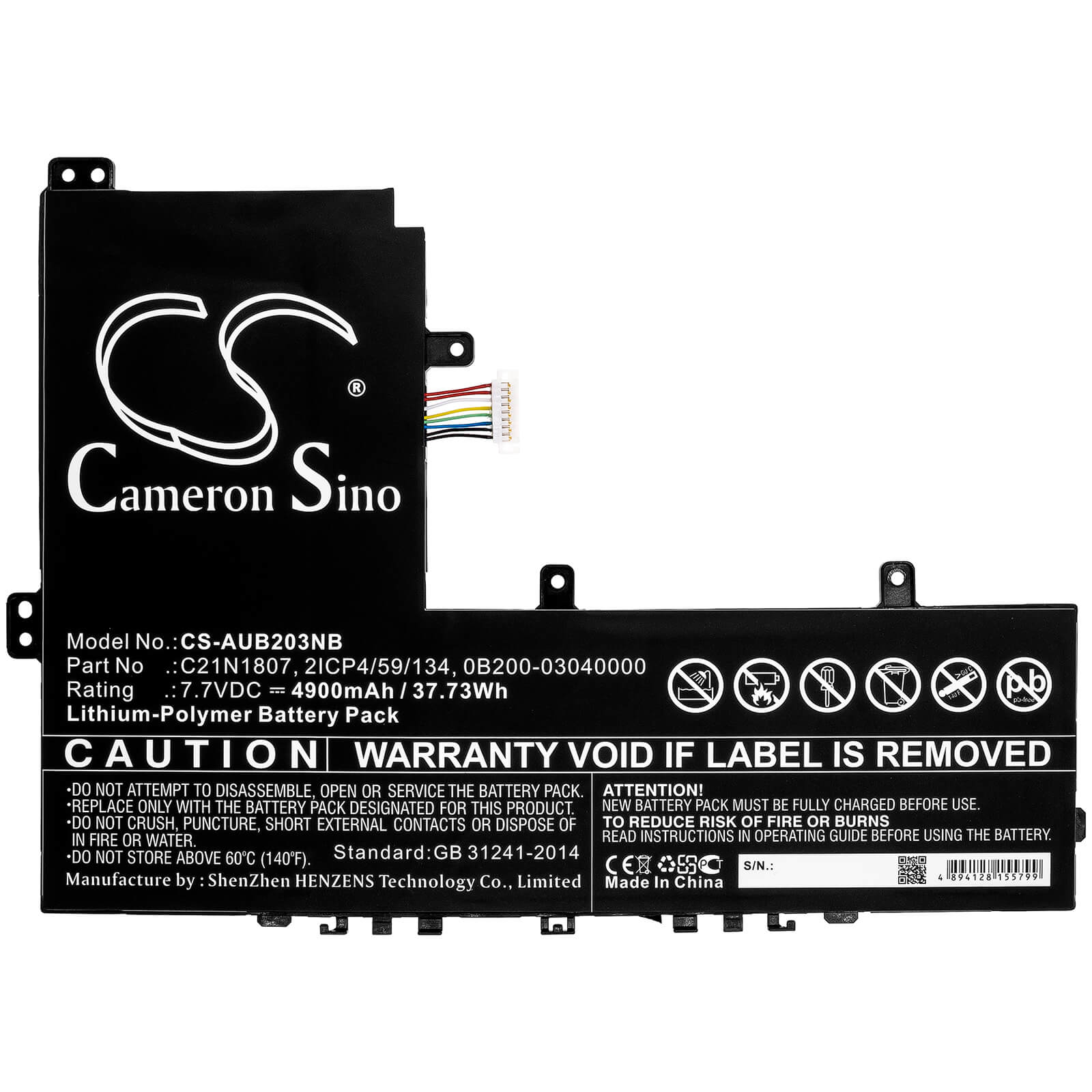 Li-ion Battery fits Asus, C223na, C223na-1a 7.7V, 4900mAh Notebook & Laptop Cameron Sino Technology Limited