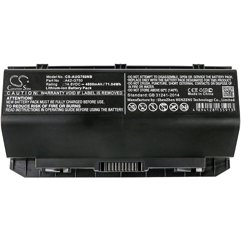 Li-ion Battery Fits Asus, G750, G750j, G750jh 14.8v, 4800mah Notebook & Laptop Cameron Sino Technology Limited