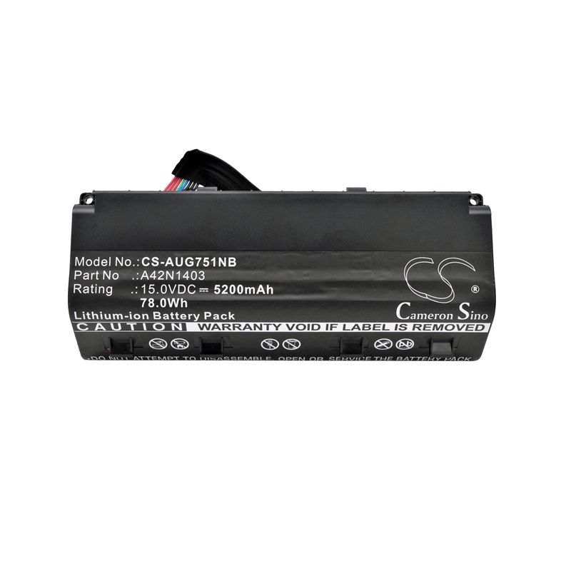 Li-ion Battery Fits Asus, G751j, G751j-bhi7t25, G751jl-bsi7t28 15.0v, 5200mah Notebook & Laptop Cameron Sino Technology Limited