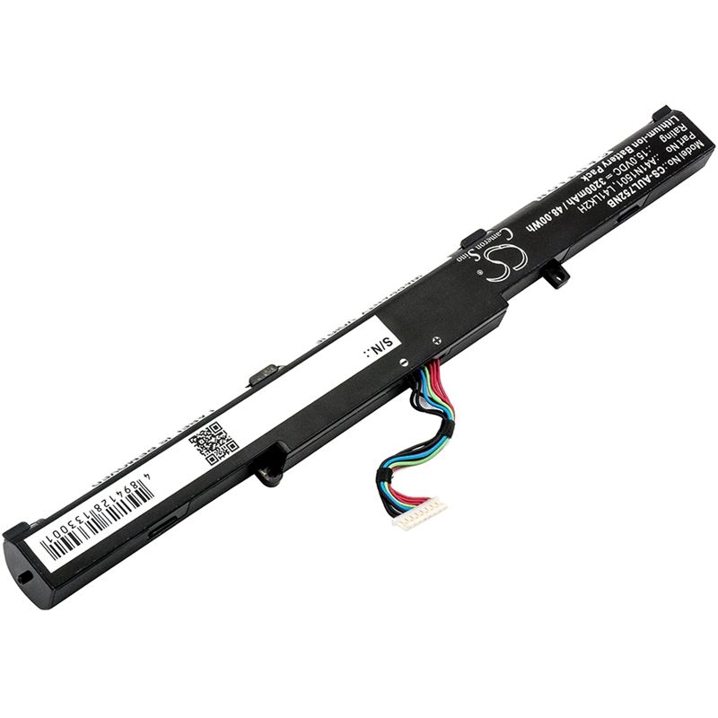 Li-ion Battery fits Asus, Gl752jw, Gl752vl, Gl752vl-1a 15.0V, 3200mAh Notebook & Laptop Cameron Sino Technology Limited