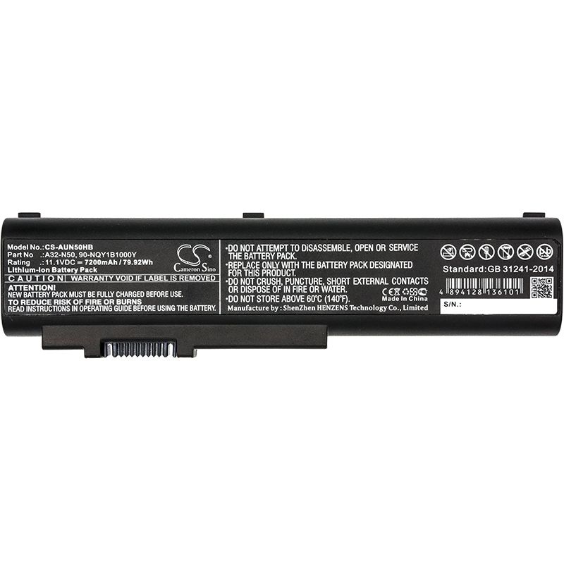 Li-ion Battery fits Asus, N50, N50a, N50e 11.1V, 7200mAh Notebook & Laptop Cameron Sino Technology Limited