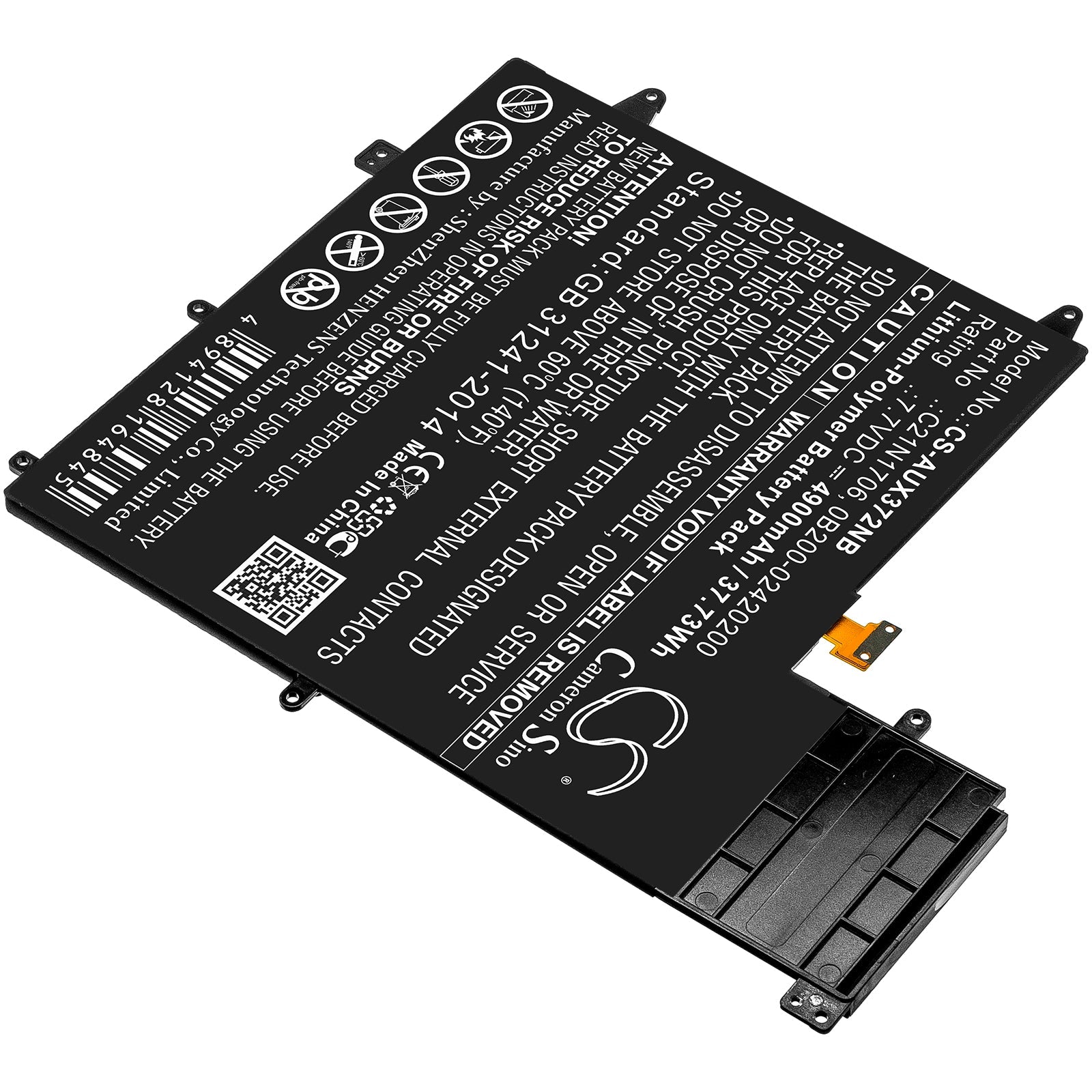 Li-ion Battery fits Asus, Ux370f, Ux370ua-0061a7500u 7.7V, 4900mAh Notebook & Laptop Cameron Sino Technology Limited