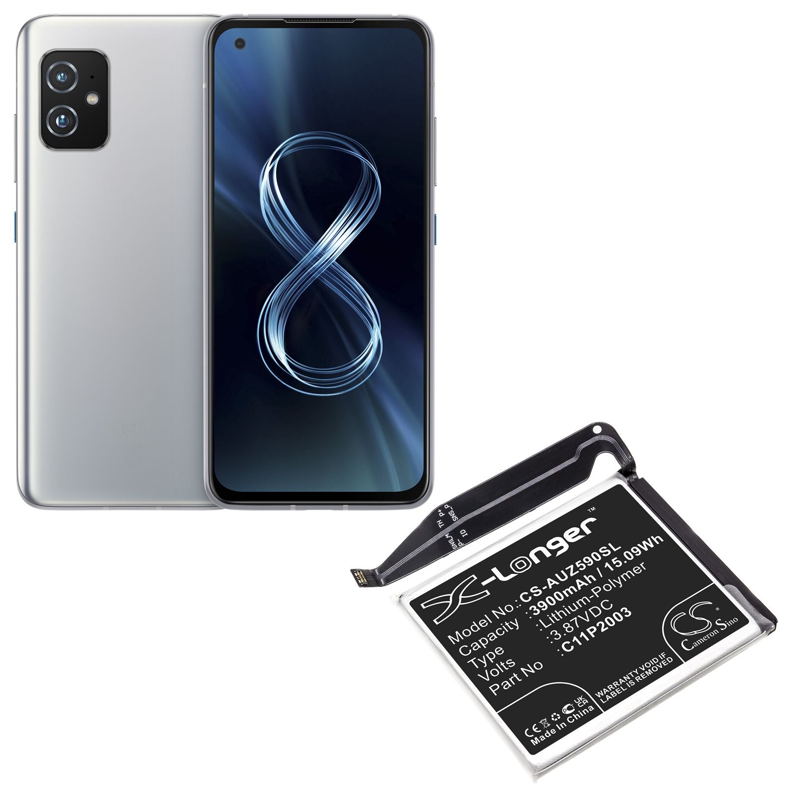 Li-ion Battery fits Asus, Zenfone 8, Zs590ks 3.87V, 3900mAh Mobile & SmartPhone Cameron Sino Technology Limited