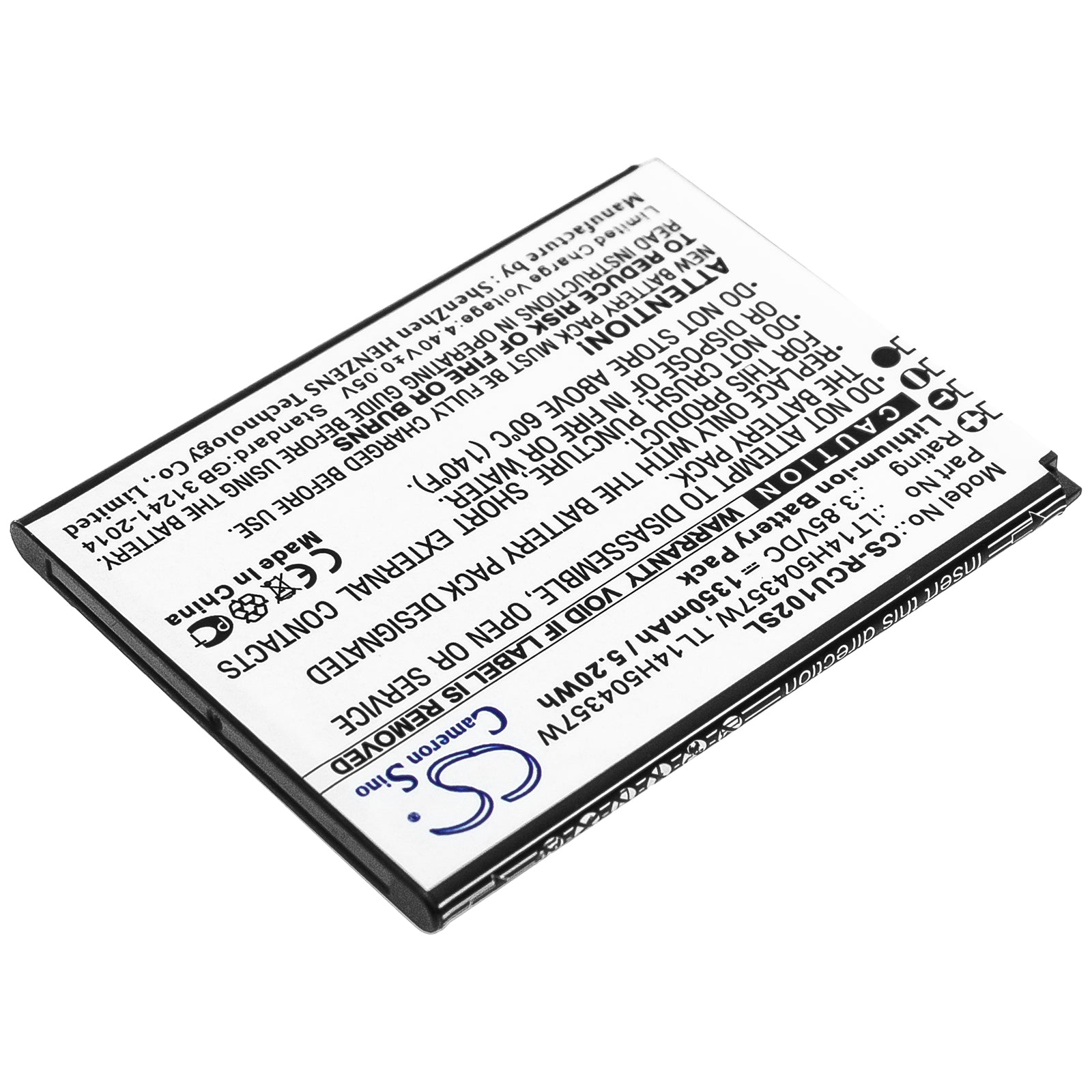 Li-ion Battery fits At&t, Flip Iv, U102aa, Cingular 3.85V, 1350mAh Mobile & SmartPhone Cameron Sino Technology Limited