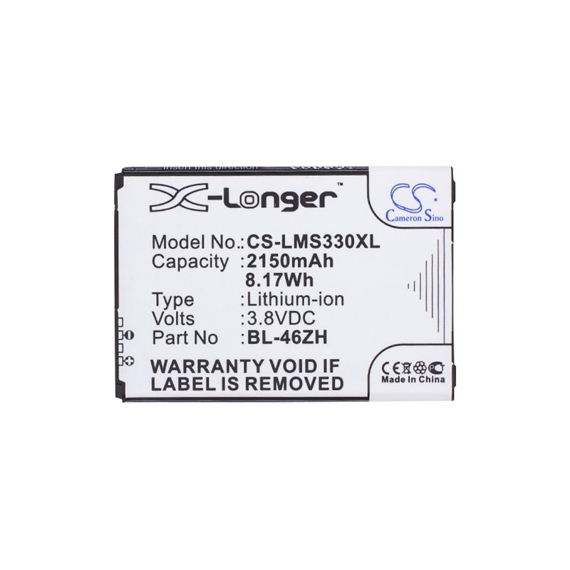 Li-ion Battery Fits At&t, Gophone 4g Lte, Lg, As330 3.8v, 2150mah Mobile & SmartPhone Cameron Sino Technology Limited