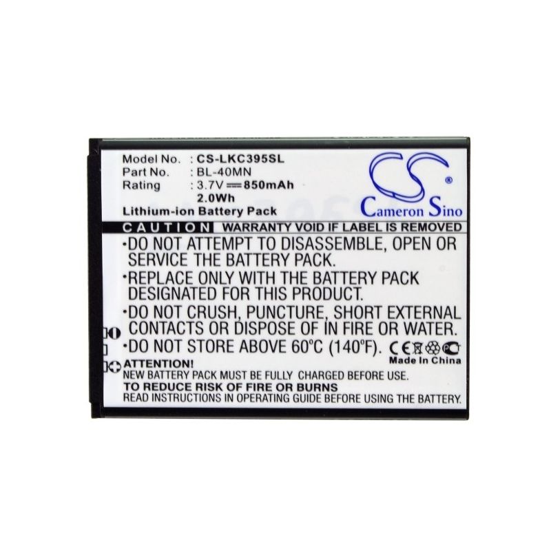 Li-ion Battery fits At&t, xpression, lg, 840g 3.7V, 850mAh Mobile & SmartPhone Cameron Sino Technology Limited