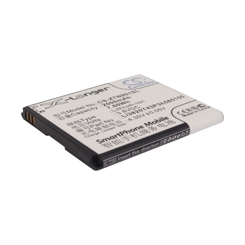 Li-ion Battery fits At&t, z998, boostmobile, n9510 3.8V, 2000mAh Mobile & SmartPhone Cameron Sino Technology Limited
