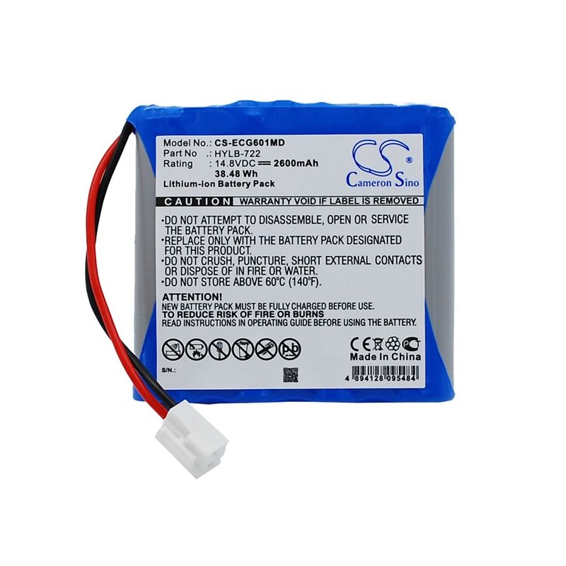 Li-ion Battery fits Biocare, Ecg-6010, Ecg-6020, 14.8V, 2600mAh Medical Cameron Sino Technology Limited
