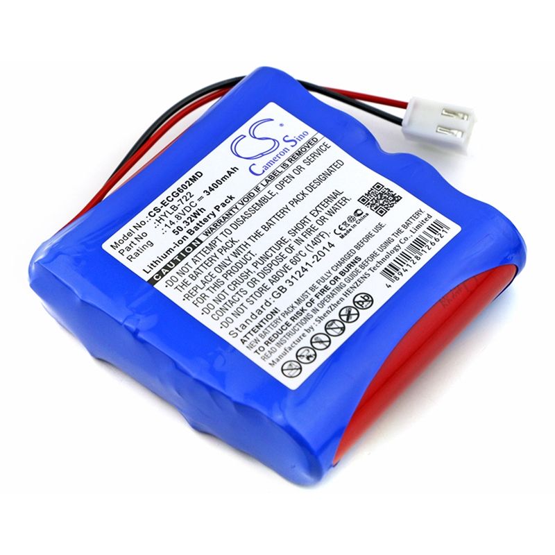 Li-ion Battery fits Biocare, Ecg-6010, Ecg-6020, 14.8V, 3400mAh Medical Cameron Sino Technology Limited