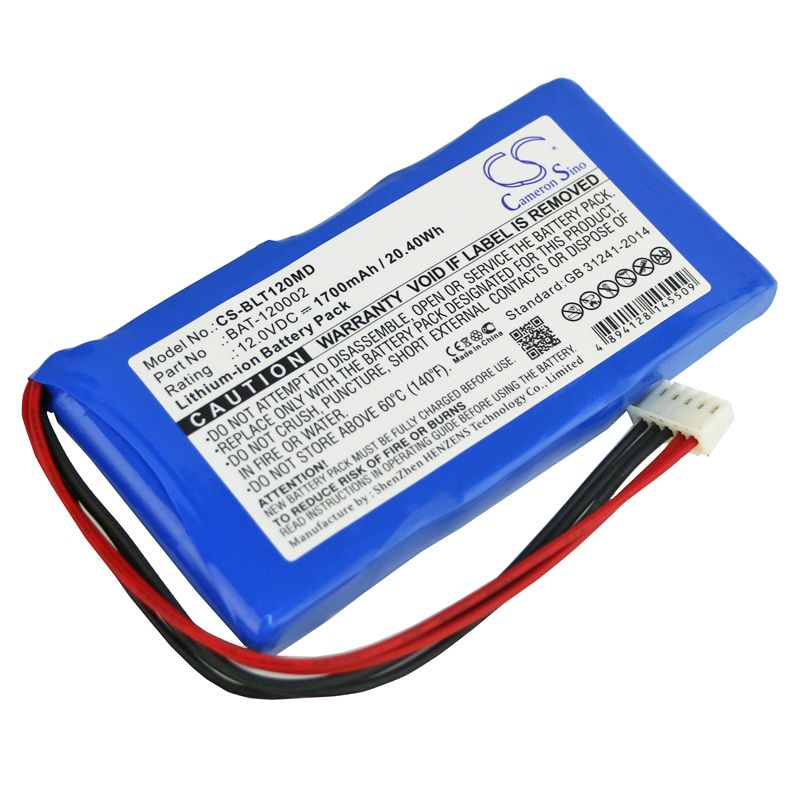 Li-ion Battery fits Biolight, Blt-1203a, Blt-1203a Vital Signs Monitor, 12.0V, 1700mAh Medical Cameron Sino Technology Limited