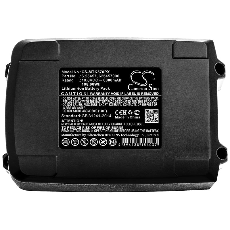 Li-ion Battery fits Birchmeier, A 130 Ac1, A 50 Ac1 18.0V, 6000mAh Power Tools Cameron Sino Technology Limited