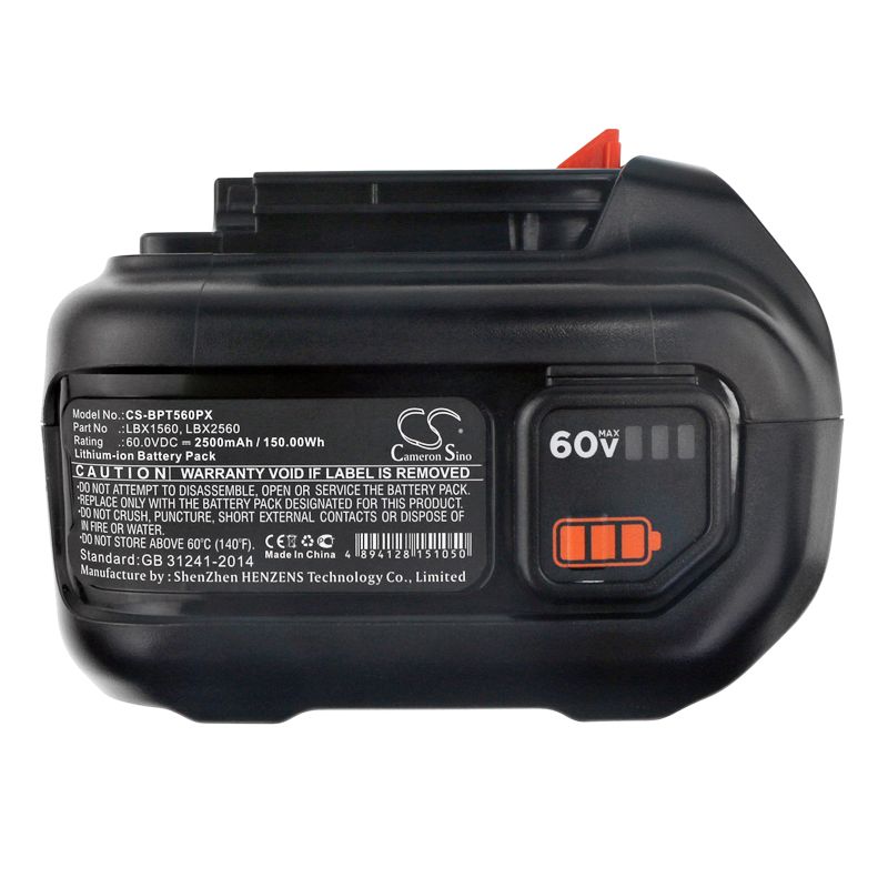 Li-ion Battery fits Black & Decker, 60v Max Blower, 60v Max Powerswap 20 Cordless Mower 60.0V, 2500mAh Lawn Mowers Cameron Sino Technology Limited