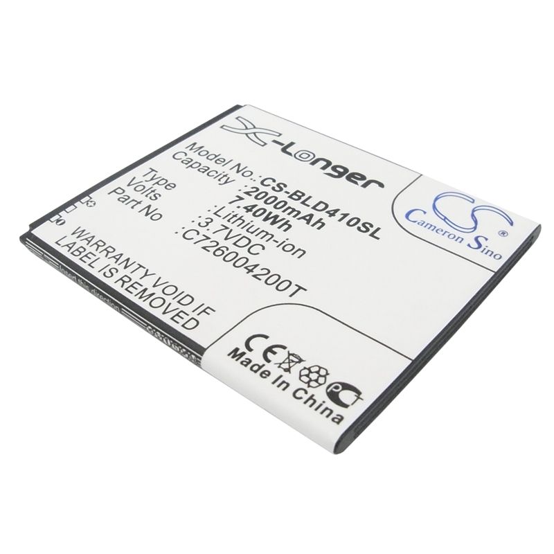 Li-ion Battery fits Blu, d410, d410a, d410i 3.7V, 2000mAh Mobile & SmartPhone Cameron Sino Technology Limited
