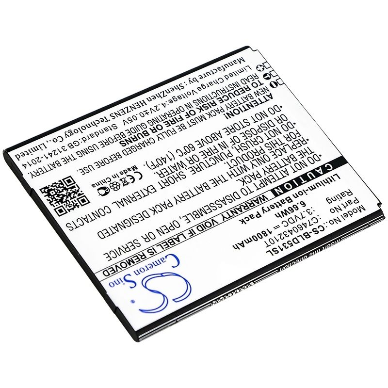 Li-ion Battery fits Blu, d530k, d531k, studio 5.0k 3.7V, 1800mAh Mobile & SmartPhone Cameron Sino Technology Limited
